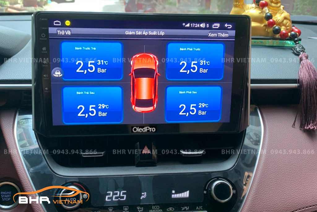 Hình ảnh quan sát cảm biến áp suất lốp Oled Pro X5S Toyota Cross 2020 - nay