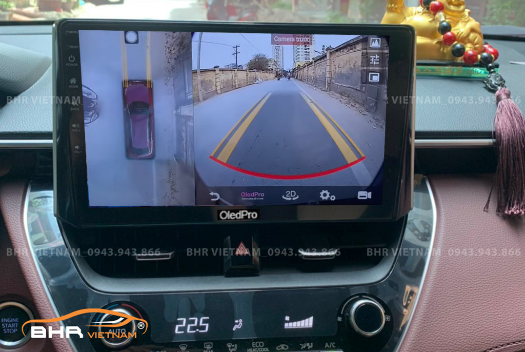 Hình ảnh quan sát camera trước màn hình DVD Oled Pro X5S Toyota Cross 2020 - nay