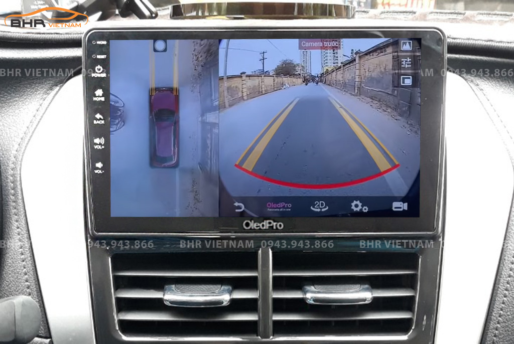 Hình ảnh quan sát camera trước màn hình DVD Oled Pro X5S Toyota Vios 2019 - nay