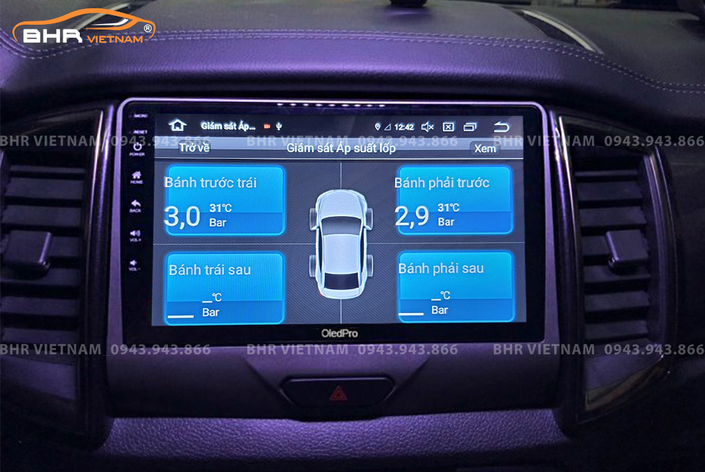 Hình ảnh quan sát cảm biến áp suất lốp Oled Pro X8S Ford Everest 2016 - nay