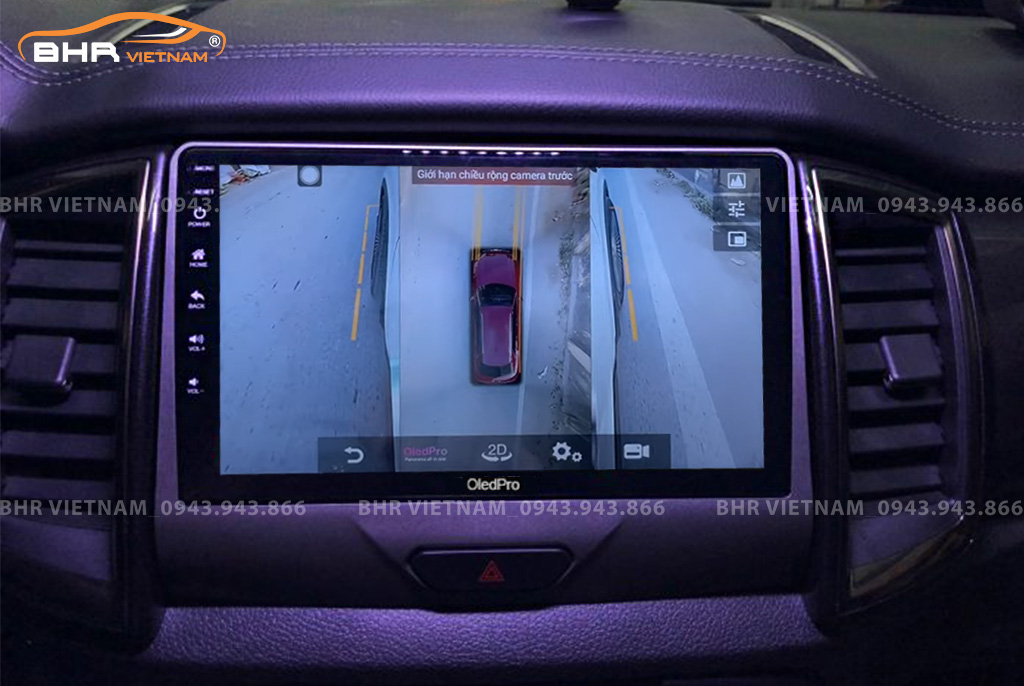 Hình ảnh quan sát 2 bên gương trên màn hình DVD Oled Pro X8S Ford Everest 2016 - nay