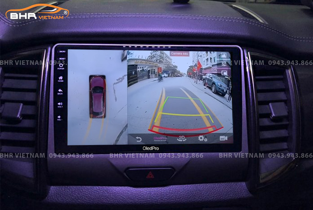 Hình ảnh quan sát từ camera sau trên màn hình DVD Oled Pro X8S Ford Everest 2016 - nay