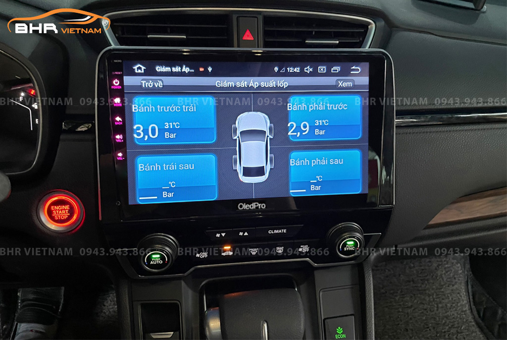 Hình ảnh quan sát cảm biến áp suất lốp Oled Pro X8S Honda CRV 2018 - nay