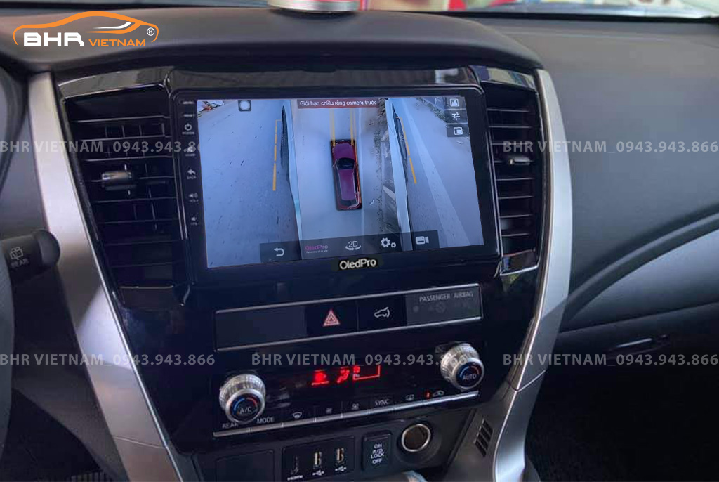 Hình ảnh quan sát 2 bên gương trên màn hình DVD Oled Pro X8S Mitsubishi Pajero Sport 2018 - nay