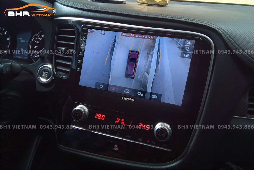 Hình ảnh quan sát 2 bên gương trên màn hình DVD Oled Pro X8S Mitsubishi Outlander 2020 - nay