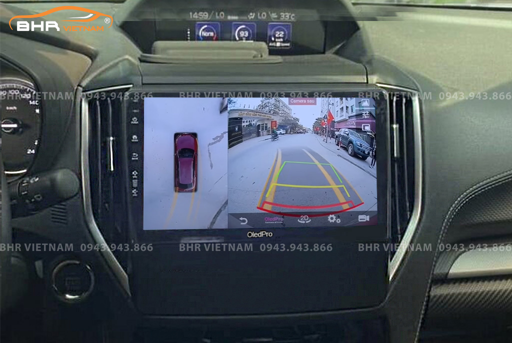 Hình ảnh quan sát từ camera sau trên màn hình DVD Oled Pro X8S Subaru Forester 2020 - nay