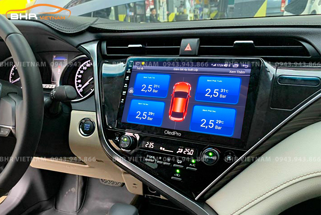 Hình ảnh quan sát cảm biến áp suất lốp Oled Pro X8S Toyota Camry 2019 - nay