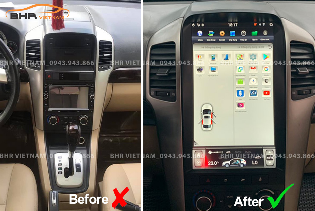 Hình ảnh trước và sau khi lắp màn hình DVD Tesla Chevrolet Captiva 2007 - 2020