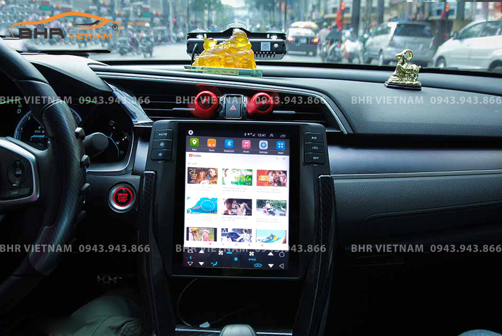 Giải trí Youtube, xem phim sống động trên màn hình DVD Tesla Honda Civic 2012 - 2016