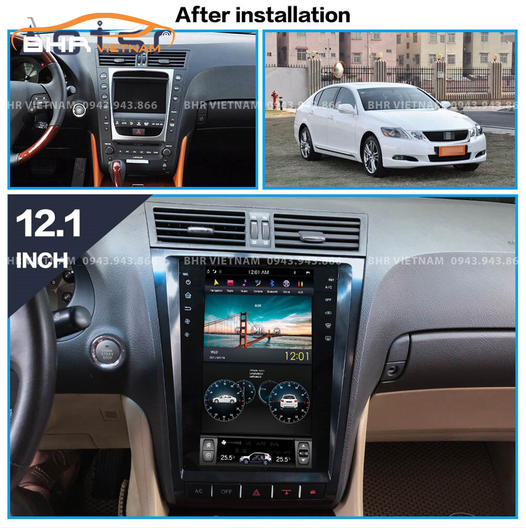 Hình ảnh trước và sau khi lắp màn hình Android Tesla Lexus GS300, GS350 2005 - 2011