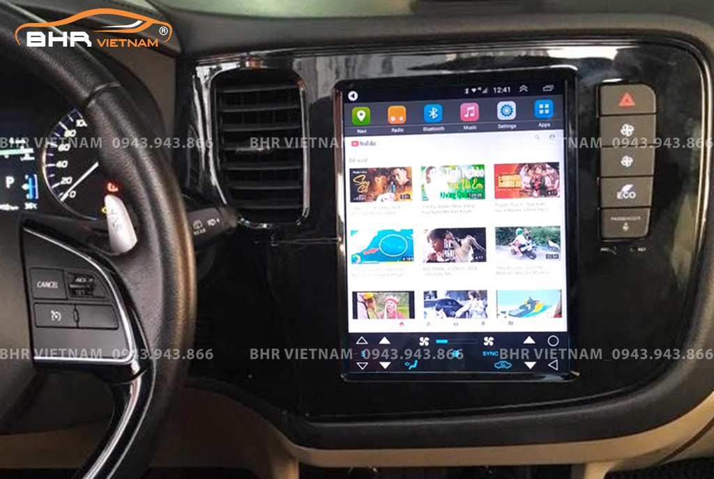 Giải trí Youtube, xem phim sống động trên màn hình DVD Tesla Mitsubishi Outlander 2016 - nay