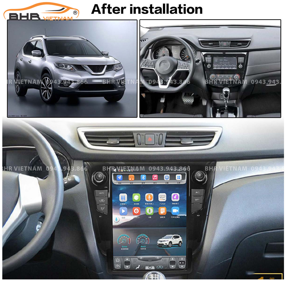Hình ảnh trước và sau khi lắp Màn hình Android Tesla Nissan X-Trail 2017 - nay
