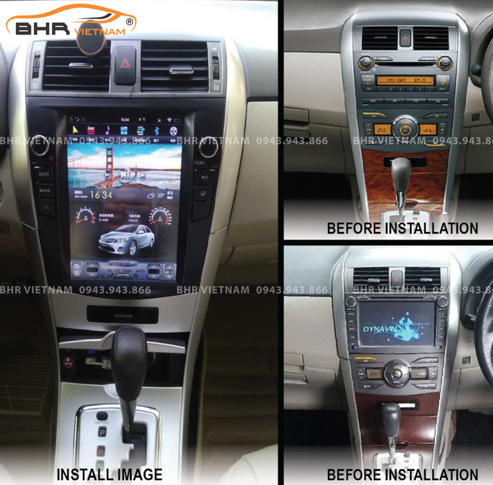 Hình ảnh trước và sau khi lắp Màn hình Android Tesla Toyota Altis 2008 - 2013