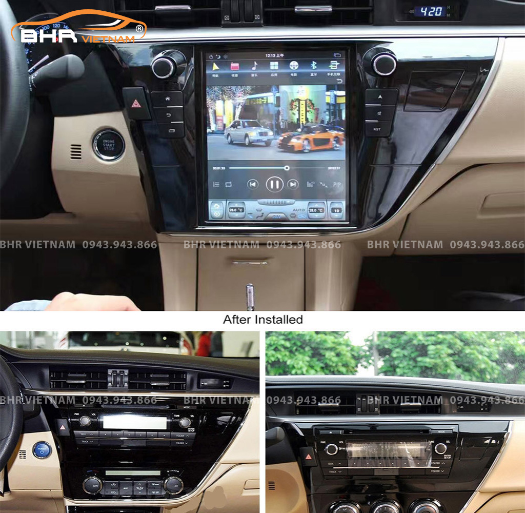 Hình ảnh trước và sau khi lắp Màn hình Android Tesla Toyota Altis 2014 - 2017
