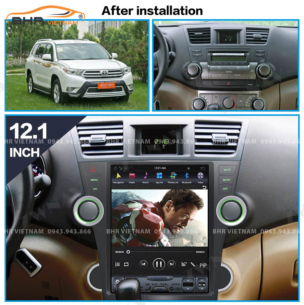 Hình ảnh trước và sau khi lắp Màn hình Android Tesla Toyota Highlander 2007 - 2013