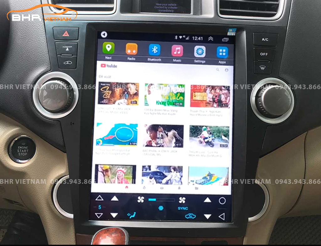 Giải trí Youtube, xem phim sống động trên màn hình DVD Tesla Toyota Highlander 2007 - 2013