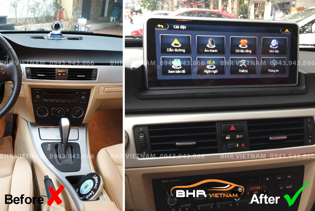 Hình ảnh trước và sau khi lắp màn hình DVD BMW 320i E90 2007 - 2011