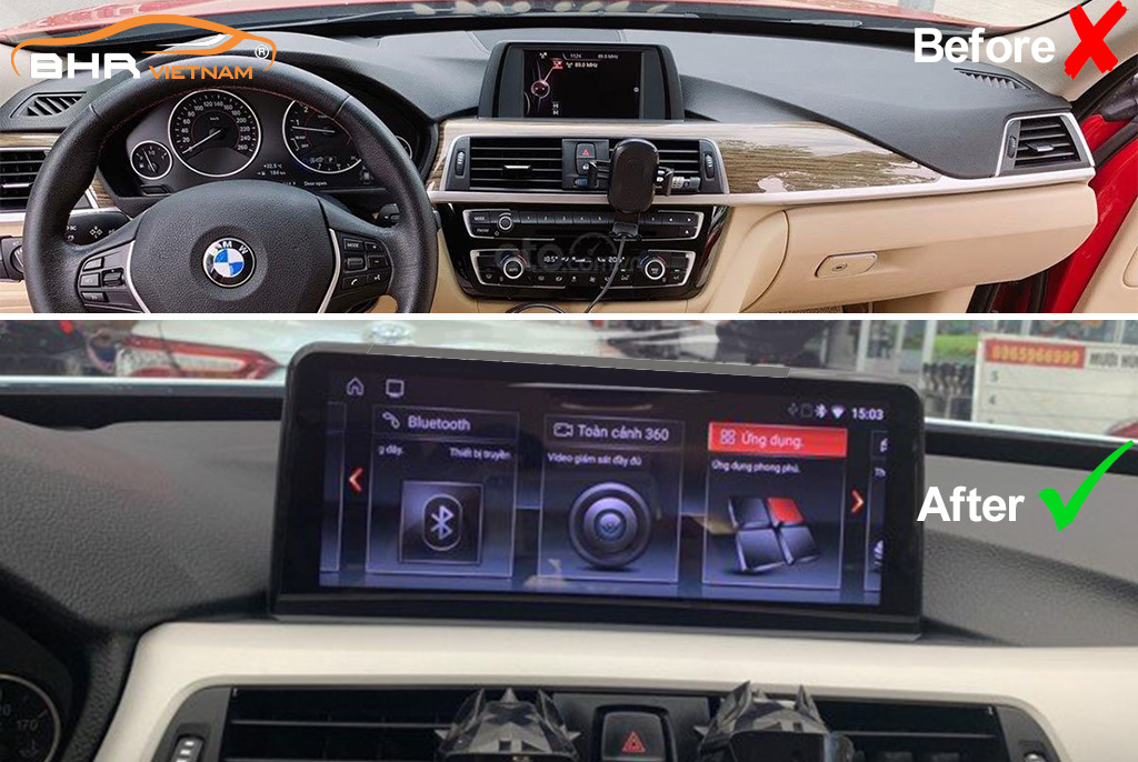 Hình ảnh trước và sau khi lắp màn hình DVD BMW 320i GT/ 328i GT (F34) 2012 - 2019