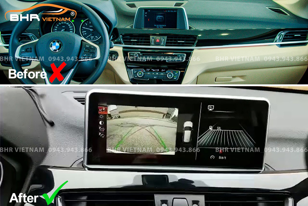 Hình ảnh trước và sau khi lắp màn hình DVD BMW X1 (F48) 2017 - nay