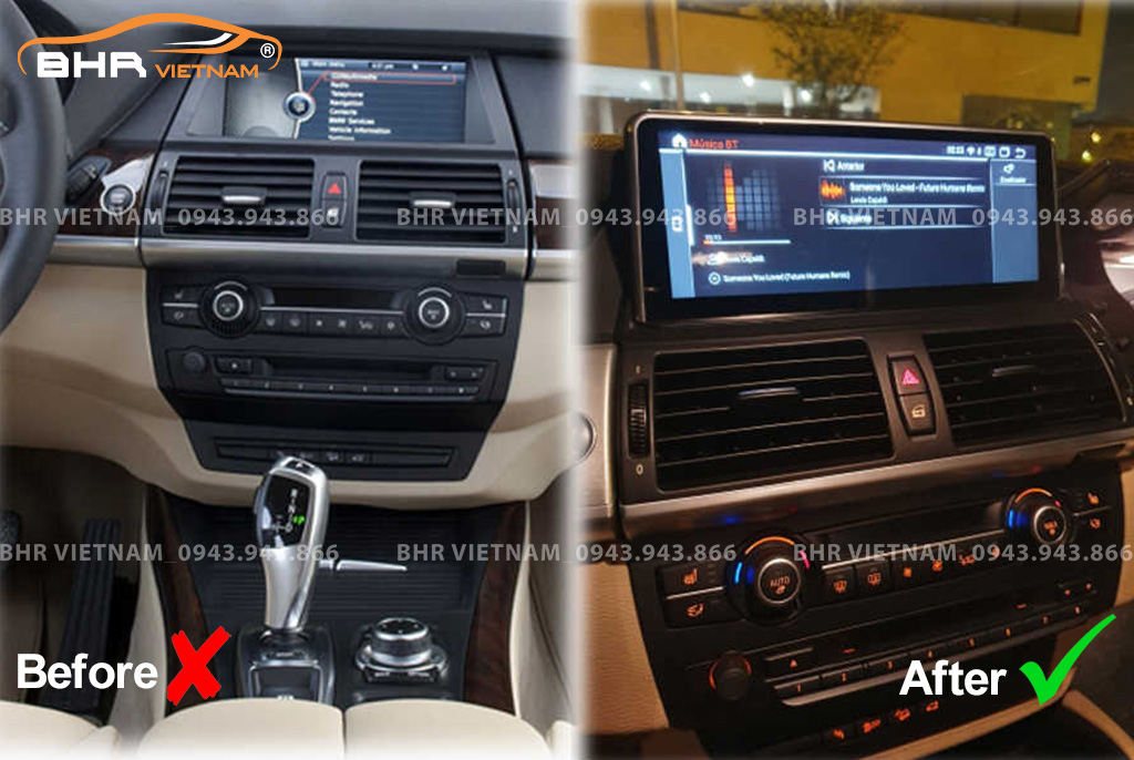 Hình ảnh trước và sau khi lắp màn hình Android BMW X5 CIC 2010-2014