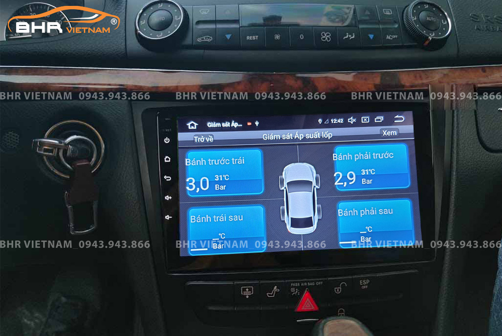 Màn hình DVD Android Flycar Mercedes E Class W211 (E200, E240, E280) 2003 - 2009 tích hợp cảm biến áp suất lốp