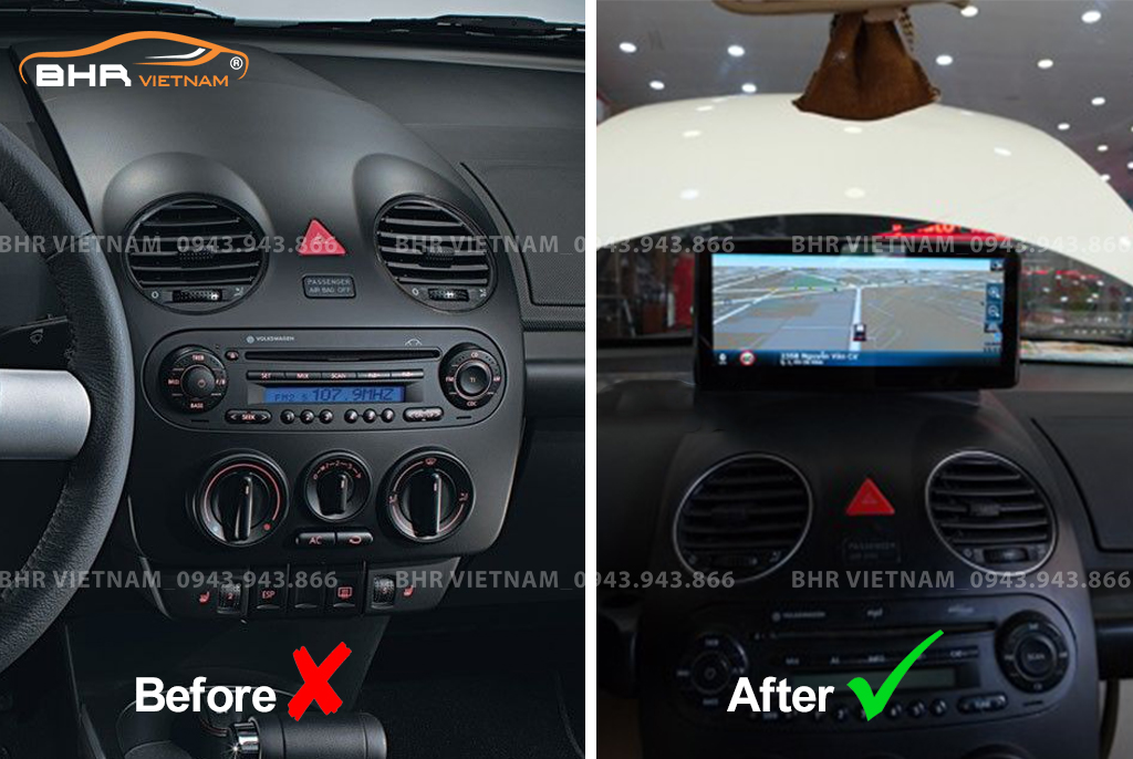 Hình ảnh trước và sau khi lắp màn hình DVD Flycar Volkswagen New Beetle 1998 - 2011