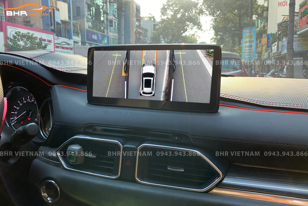 Hình ảnh quan sát 2 bên gương trên màn hình DVD Zestech liền camera 360 Mazda CX5 2017 - nay