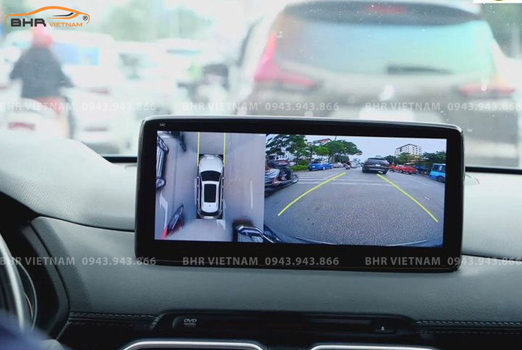 Hình ảnh quan sát camera trước màn hình DVD Zestech liền camera 360 Mazda CX5 2017 - nay