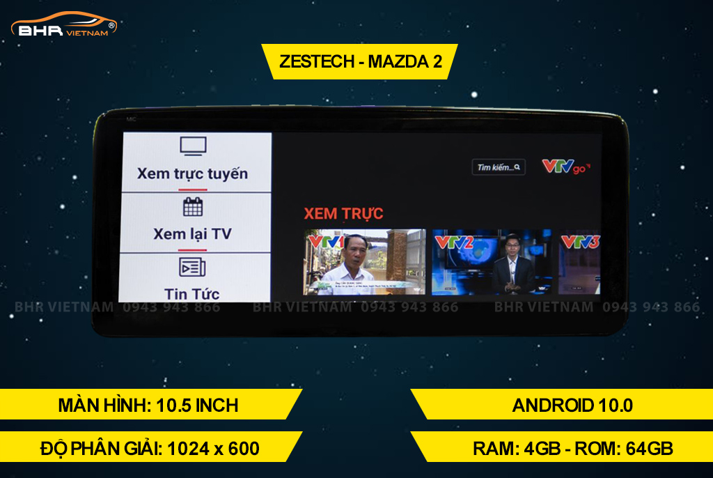 Thông số cấu hình màn hình Zestech nguyên khối Mazda
