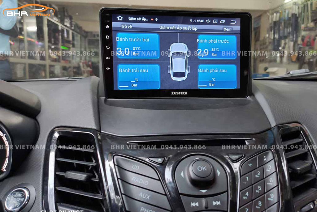  Màn hình DVD Zestech Z500 Ford Fiesta 2010 - nay tích hợp cảm biến áp suất lốp