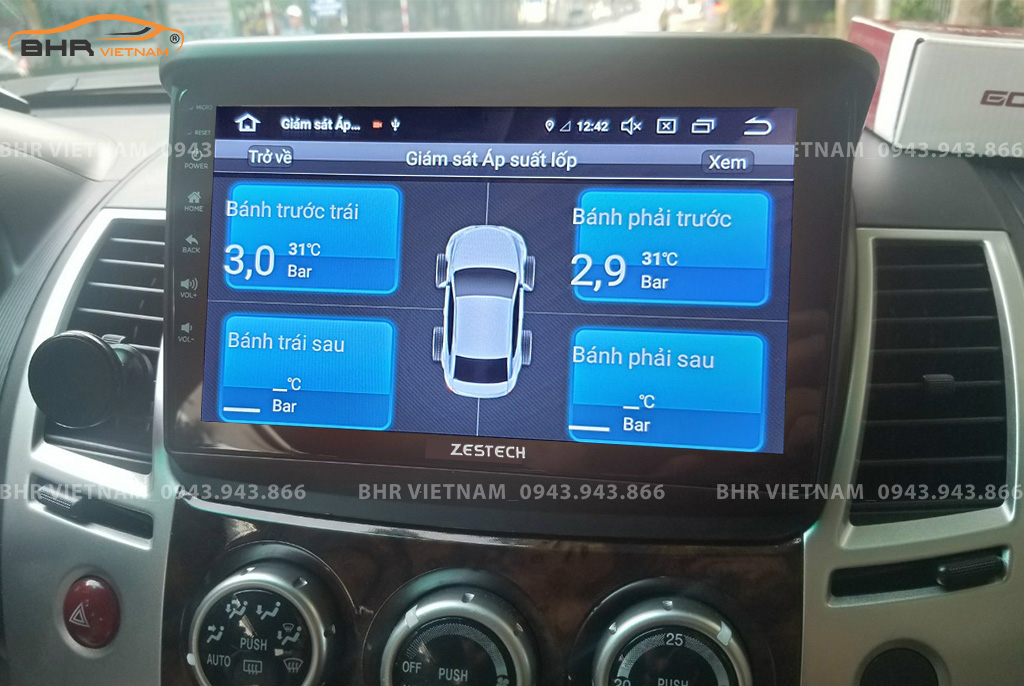  Màn hình DVD Zestech Z500 Mitsubishi Pajero Sport 2011 - 2017 tích hợp cảm biến áp suất lốp