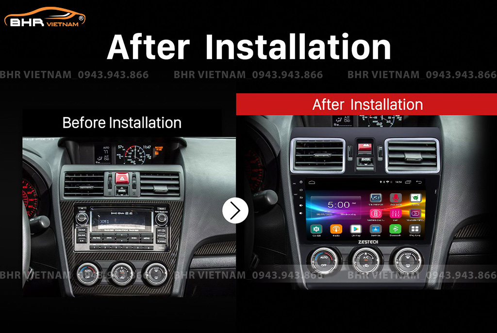 Hình ảnh trước và sau khi lắp màn hình DVD Zestech Z500 Subaru Forester 2013 - 2019