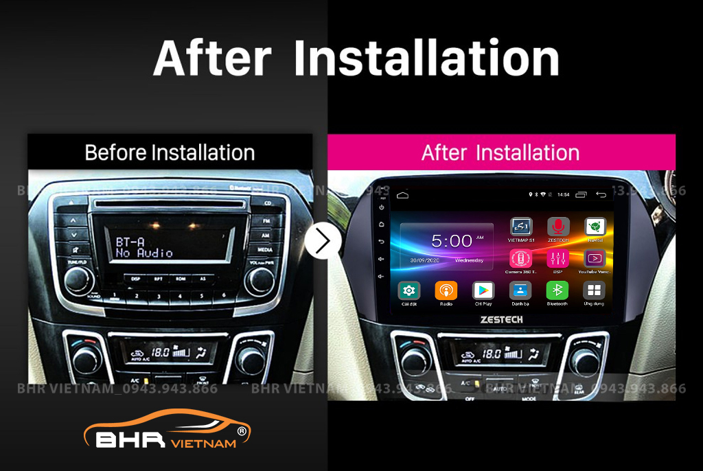 Hình ảnh trước và sau khi lắp màn hình DVD Zestech Z500 Suzuki Ciaz 2016 - nay