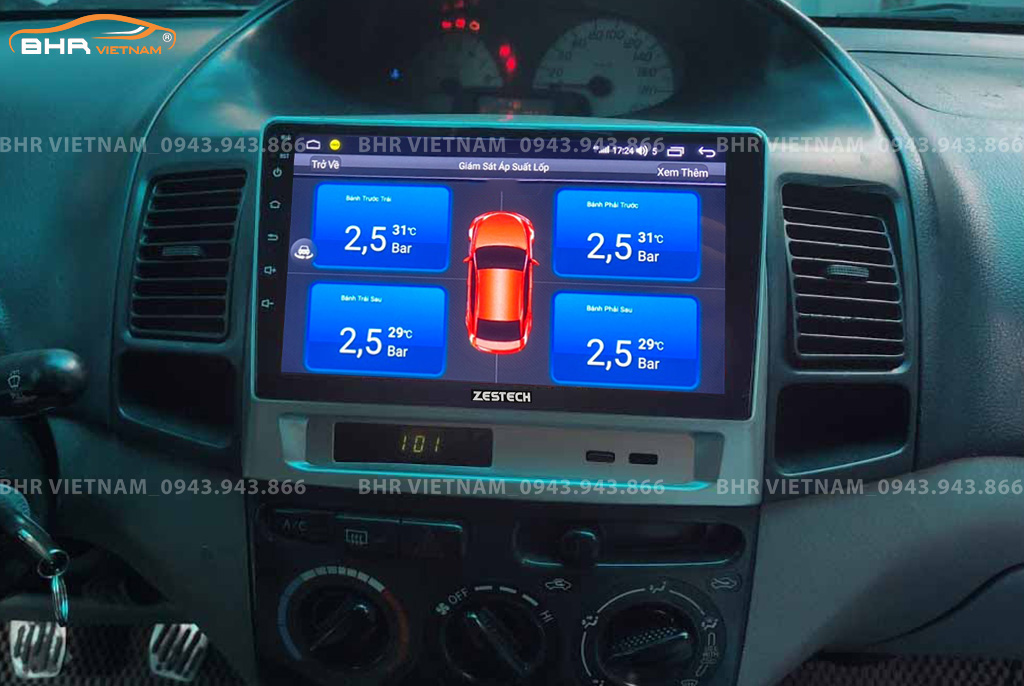  Màn hình DVD Zestech Z500 Toyota Vios 2002 - 2007 tích hợp cảm biến áp suất lốp