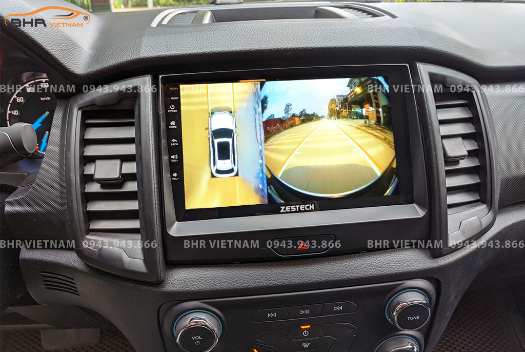 Hình ảnh quan sát camera trước màn hình DVD Zestech Z800+ Ford Ranger 2012 - nay