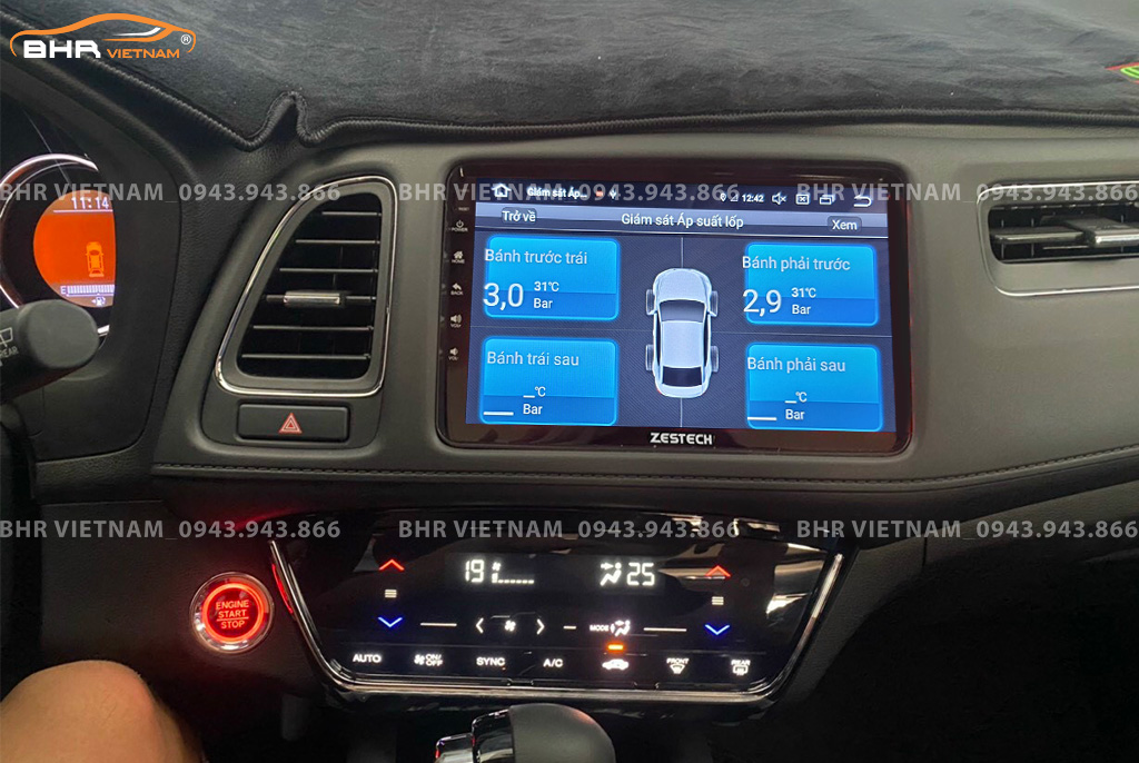 Hình ảnh quan sát cảm biến áp suất lốp Zestech Z800+ Honda HRV 2018 - nay