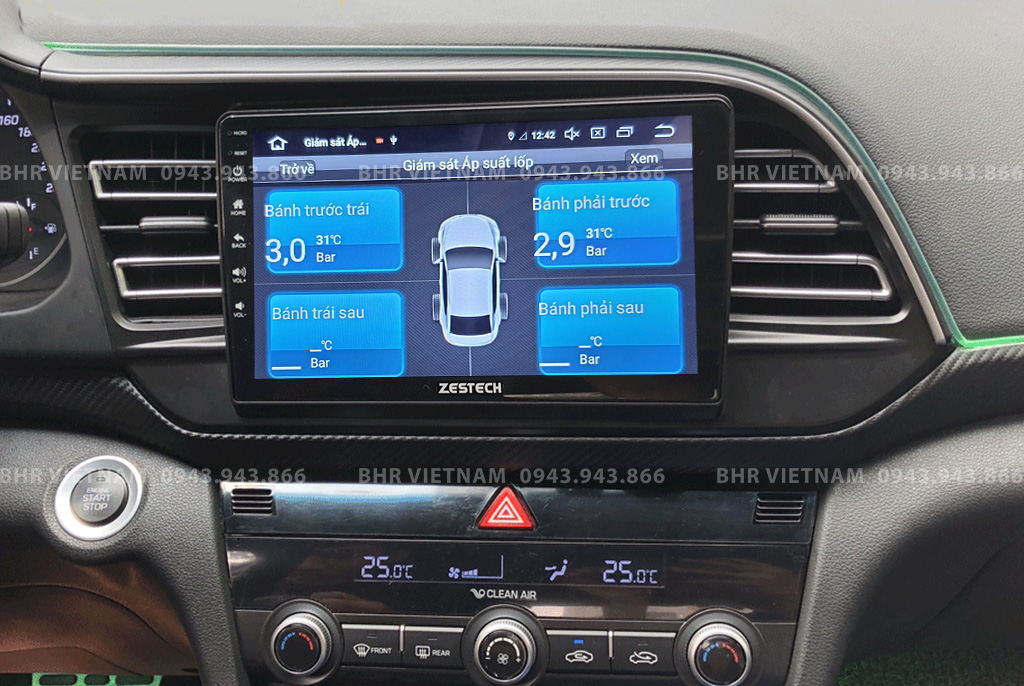 Hình ảnh quan sát cảm biến áp suất lốp Zestech Z800+ Hyundai Elantra 2016 - nay