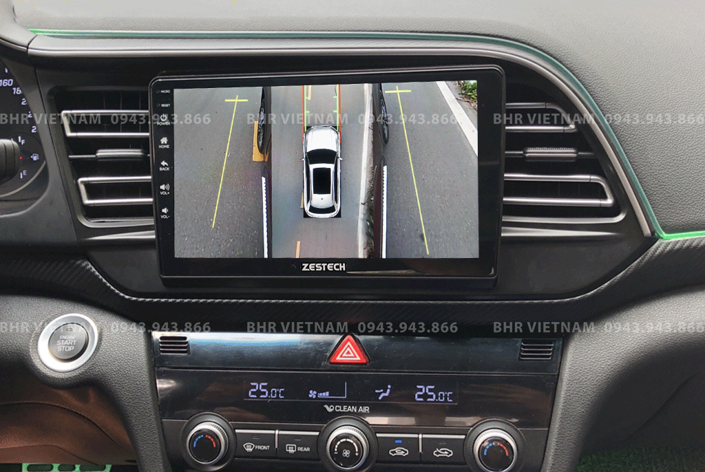 Hình ảnh quan sát 2 bên gương trên màn hình DVD Zestech Z800+ Hyundai Elantra 2016 - nay