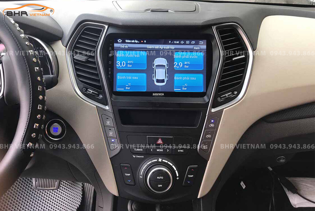 Hình ảnh quan sát cảm biến áp suất lốp Zestech Z800+ Hyundai Santafe 2012 - 2018