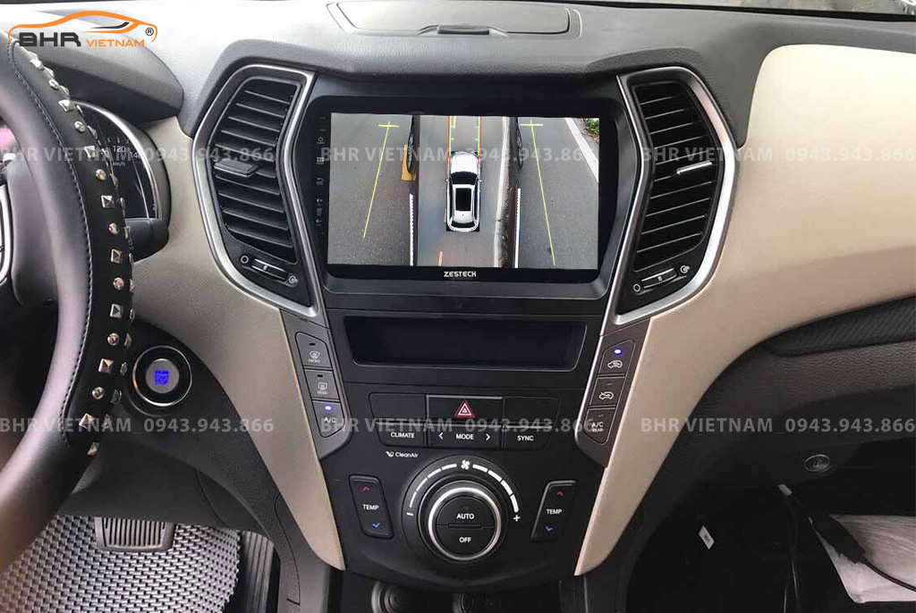 Hình ảnh quan sát 2 bên gương trên màn hình DVD Zestech Z800+ Hyundai Santafe 2012 - 2018
