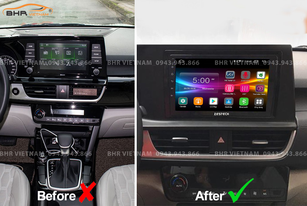 Hình ảnh trước và sau khi lắp màn hình DVD Zestech Z800+ Kia Seltos 2020 - nay