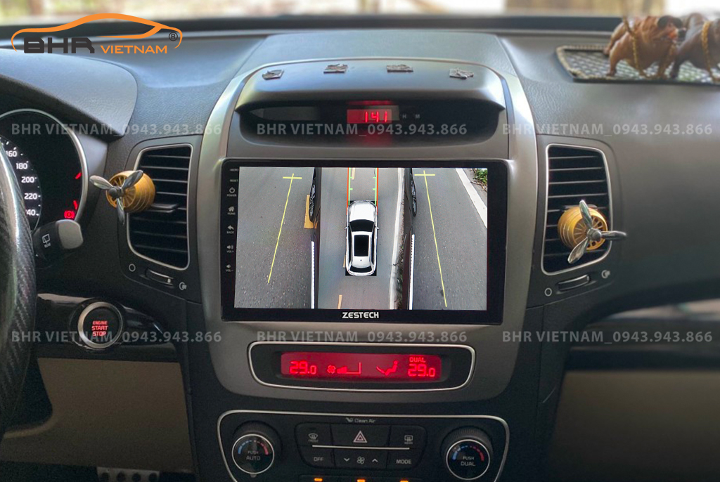 Hình ảnh quan sát 2 bên gương trên màn hình DVD Zestech Z800+ Kia Sorento 2014 - 2020