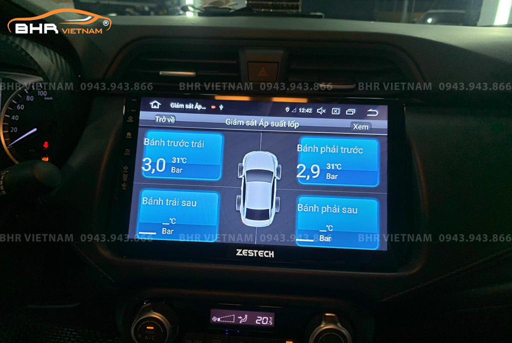 Hình ảnh quan sát cảm biến áp suất lốp Zestech Z800+ Nissan Almera 2021