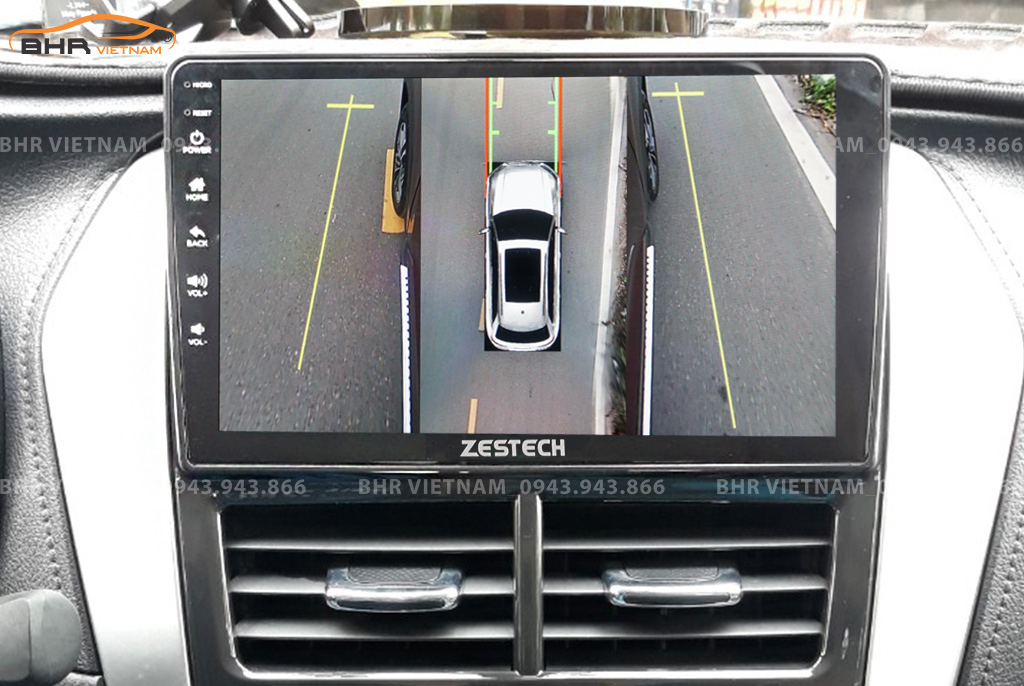 Hình ảnh quan sát 2 bên gương trên màn hình DVD Zestech Z800+ Toyota Yaris 2019 - nay