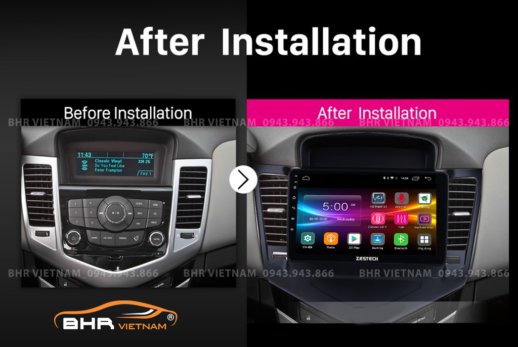 Hình ảnh trước và sau khi lắp màn hình DVD Zestech Z800 New Daewoo Lacetti CDX 2009 - 2011