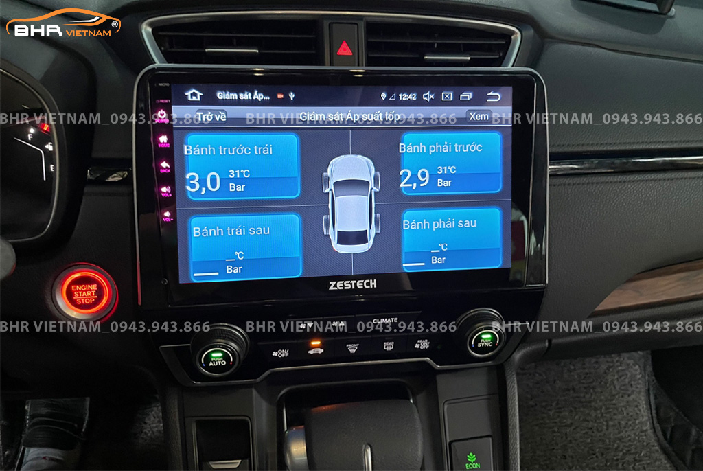 Hình ảnh quan sát cảm biến áp suất lốp Zestech Z800 Pro+ Honda CRV 2018 - nay