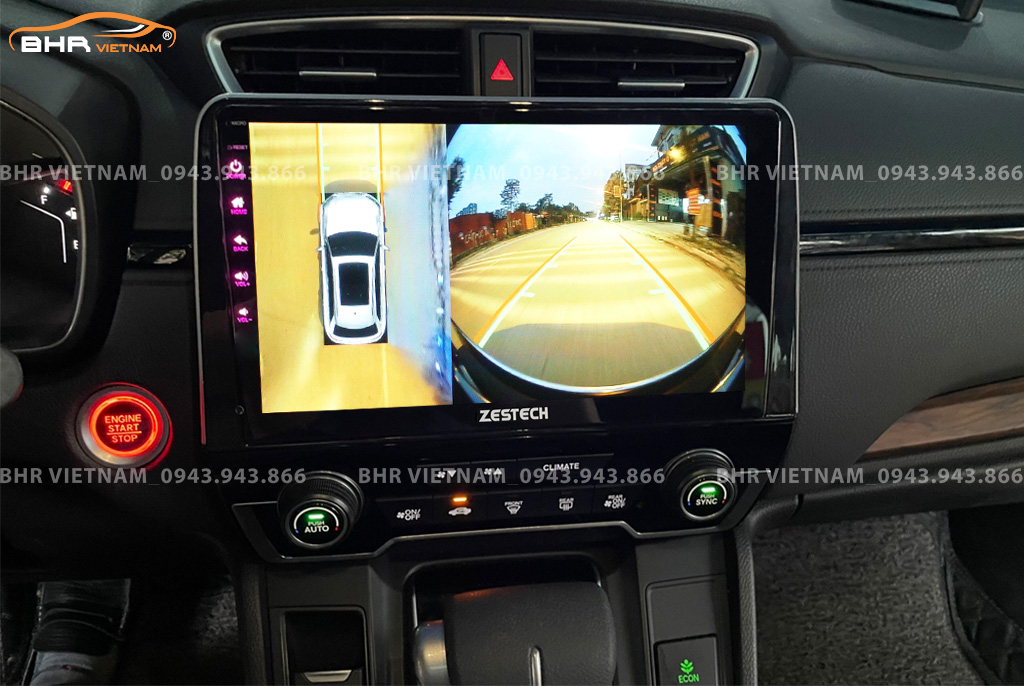 Hình ảnh quan sát camera trước màn hình DVD Zestech Z800 Pro+ Honda CRV 2018 - nay