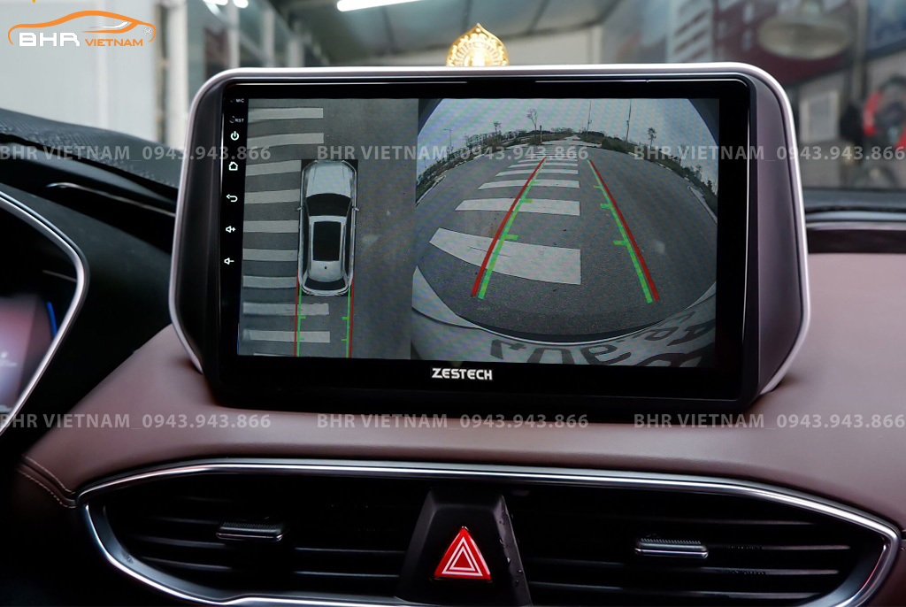 Hình ảnh quan sát từ camera sau Zestech Z800 Pro+ Hyundai Santafe 2019 - 2020