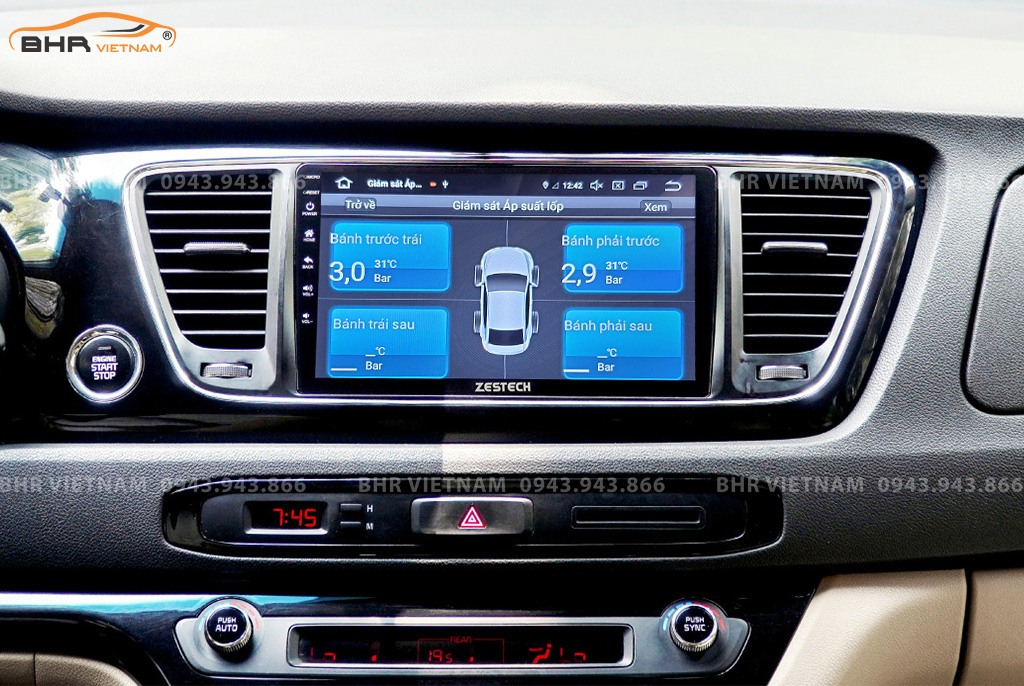Hình ảnh quan sát cảm biến áp suất lốp Zestech Z800 Pro+ Kia Sedona 2015 - nay