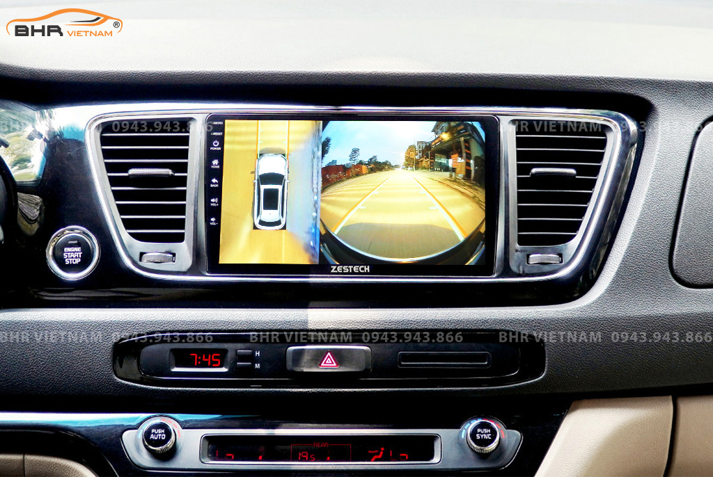 Hình ảnh quan sát camera trước màn hình DVD Zestech Z800 Pro+ Kia Sedona 2015 - nay